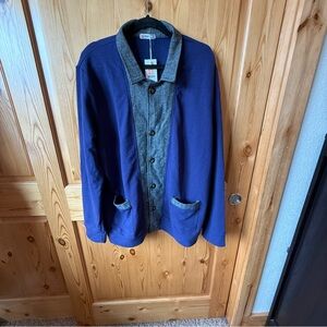 NWT H2H Mens 2XL Casual Blue Gray Jacket Cardigan Long Sleeve Jersey Knit